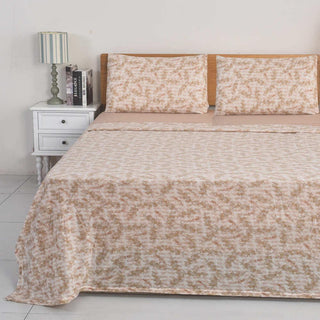 Juego de Sábanas Estampado Polar Térmico Chantilly 1 Plaza Beige