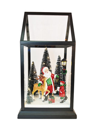 Santa Navideño Transparente Luz y Música 33 cm
