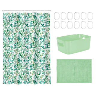 Set Baño 15 Pcs Canasto+Cort+Piso #46