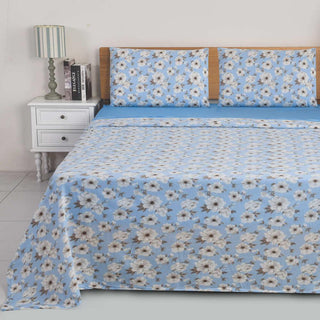 Juego de Sábanas Estampado Polar Térmico Chantilly 1.5 Plazas Celeste