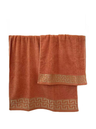 Set Toallas Caja Regalo Borde Jacq. Terracota