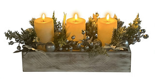 Centro de Mesa Navideño 3 Velas LED 40 cm