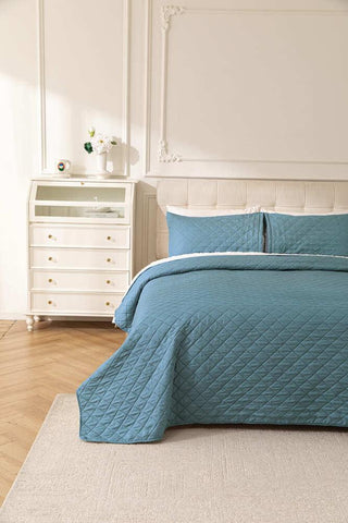 Cubrecama Quilt Sherpa Extra Cálido Chantilly 1.5 Plazas Azulado