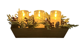 Centro de Mesa Navideño 3 Velas LED 40 cm