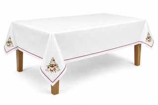 Mantel Navideño Bordado Árboles y Trineo 160x250 cm