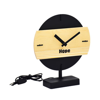 Reloj de Mesa LED USB Moderno Fierro y Madera Natural 25 cm
