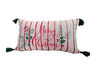 Funda Cojín Merry Christmas Pom Pom 30x50 cm