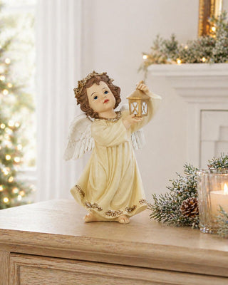 Ángel Navideño con Farol Marfil 20 cm