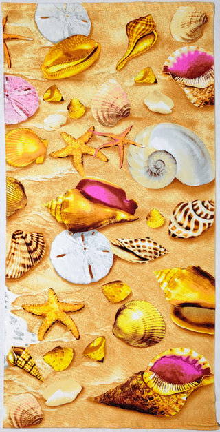 Toalla de Playa de Microfibra Estampada Conchas Marinas 70 x 140 cm