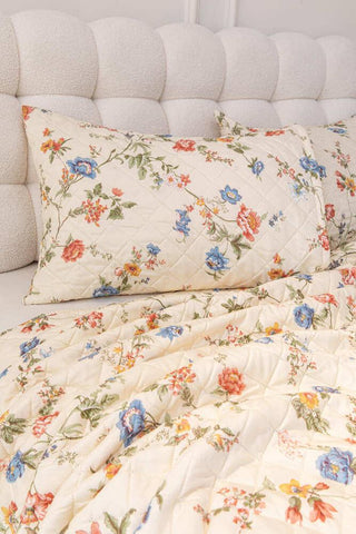 Cubrecama Quilt Estampado Sherpa Extra Cálido Chantilly 1.5 Plazas Beige