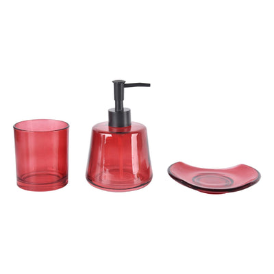Set Vidrio Baño 3 Pcs Ilusión Burdeos