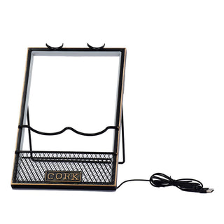 Cava para Vinos con Luz LED USB de Fierro Negro 2  Botellas