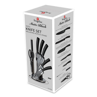 Set de 8 cuchillos de Cocina 8 piezas Con soporte acrílico Negro