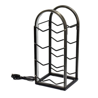 Cava Vertical para Vinos con Luz LED USB de Fierro Negra 45,5 cm