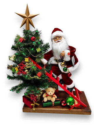 Santa Claus Escalera Árbol con Luz y Música 63,5 cm