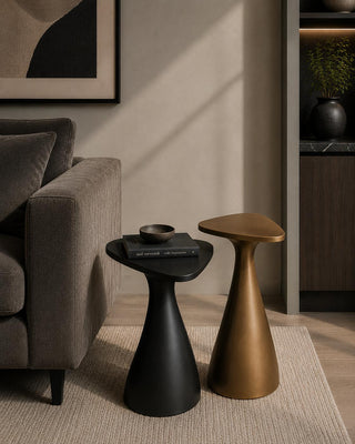 Mesa Lateral Orgánica Metal Negro 32x32x60 cm