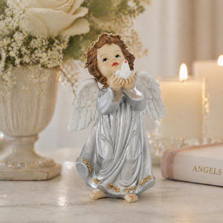Ángel Navideño con Paloma Plateado 20 cm