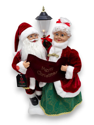 Sr y Sra Santa Musicales con Poste 54 cm