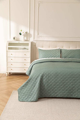 Cubrecama Quilt Sherpa Extra Cálido Chantilly 2 Plazas Acqua