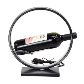 Cava para Vino Individual con Luz LED USB de Fierro Color Plata 31,5 cm