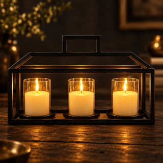 Candelabro Con 3 Velas Led Decorativas 39,5X12X24,5Cm