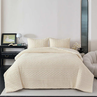 Plumón Trenza Sherpa Extra Cálido Chantilly King Crudo