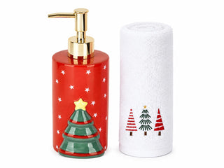 Set Toallas Y Dispensador Arbolitos Navidad