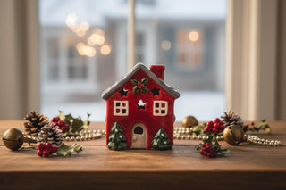Casa Portavela Navideña Roja 16,5 cm