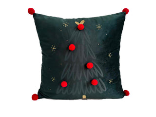 Funda Cojín Arbolito Pom Pom Verde 45x45 cm