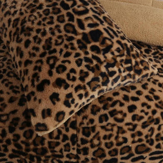 Plumón Animal Print Sherpa Extra Cálido Chantilly 1.5 Plazas Beige