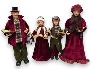 Set 4 Figuras Coro Navideño Luz Música 54-70 cm