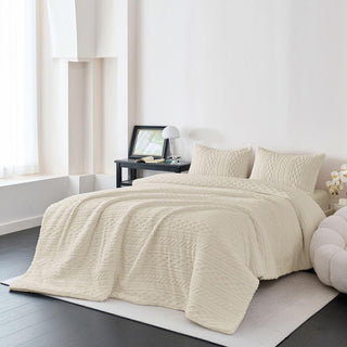 Plumón Trenza Sherpa Extra Cálido Chantilly King Crudo