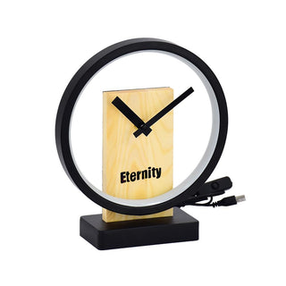 Reloj de Mesa LED USB Circular Fierro y Madera 23 cm