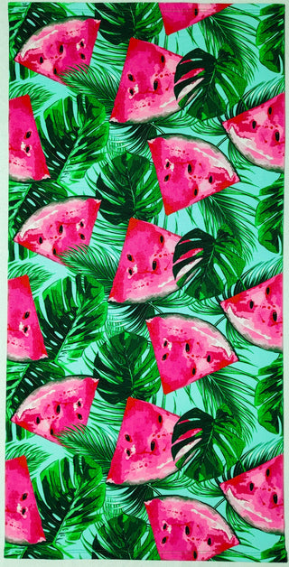 Toalla de Playa de Microfibra Estampada Sandías Tropicales 70 x 140 cm
