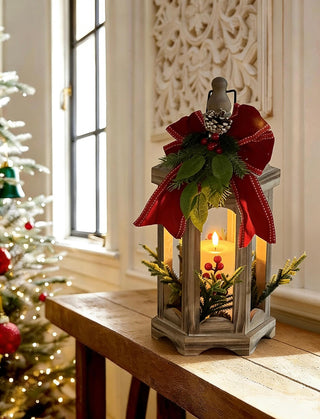 Farol Navideño Hexagonal Vela LED 41,5 cm