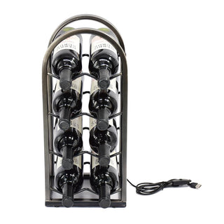 Cava Vertical para Vinos con Luz LED USB de Fierro Negra 45,5 cm
