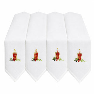 Set 4 Servilletas Bordadas Velas 40x40 cm