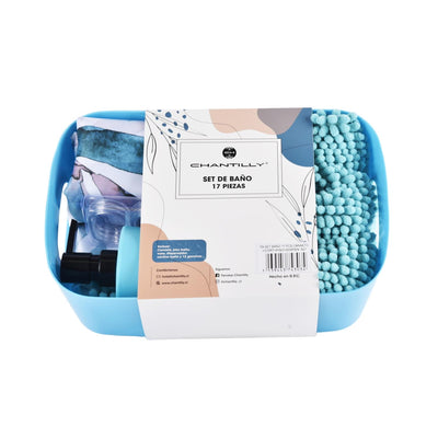 Set Baño 17 Pcs Canasto+Cort+Piso+Dispen. #27