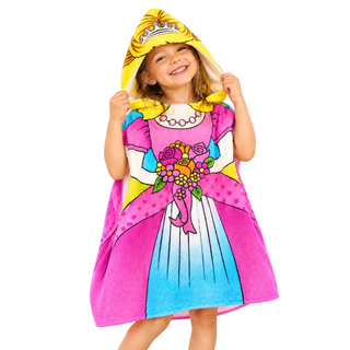 Poncho Infantil de Microfibra con Capucha Diseño Princesa 60 x 120 cm