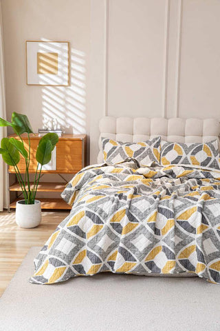 Cubrecama Quilt Estampado Sherpa Extra Cálido Chantilly 1.5 Plazas Gris Marengo