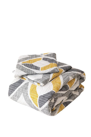 Cubrecama Quilt Estampado Sherpa Extra Cálido Chantilly 2 Plazas Gris Marengo