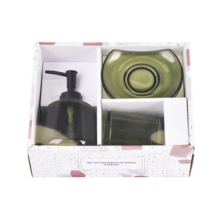 Set Vidrio Baño 3 Pcs Ilusión Verde