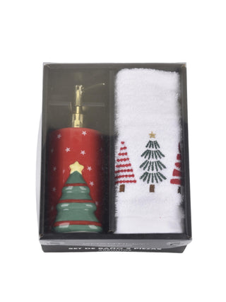 Set Toallas Y Dispensador Arbolitos Navidad