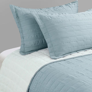 Cubrecama Crinkle Sherpa Liso 2 plazas Celeste