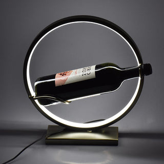 Cava para Vino Individual con Luz LED USB de Fierro Color Dorado 31,5 cm