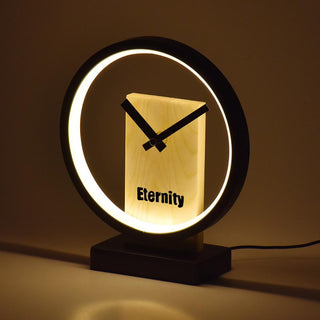Reloj de Mesa LED USB Circular Fierro y Madera 23 cm