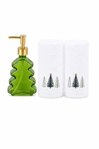 Set Baño Navideño Arboles Con Piso 3 Piezas