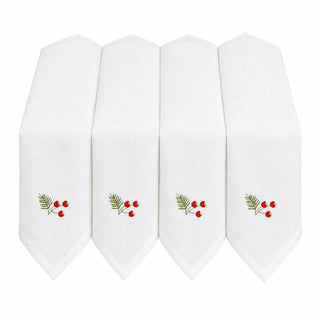 Set 4 Servilletas Bordadas Muérdago 40x40 cm