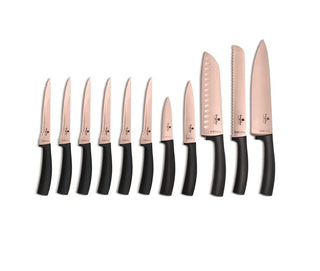 Set de 11 cuchillos de Cocina 11 piezas De presentación compacta Dorado
