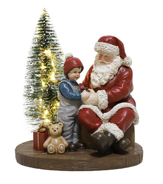 Santa C/Niño Arbol Led 18X15,5X22Cm